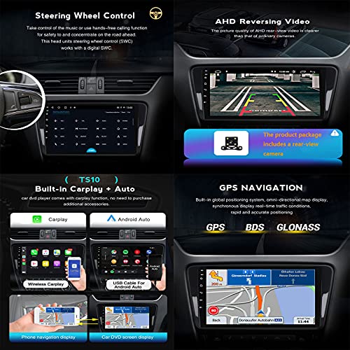 MGYQ Autoradio Bluetooth Radio De Coche Manos Libres FM Estéreo MP5 Radio para Honda City 2014-2017 con Carplay Android Auto Soporte USB/Control del Volante/Navegacion GPS,4+32g