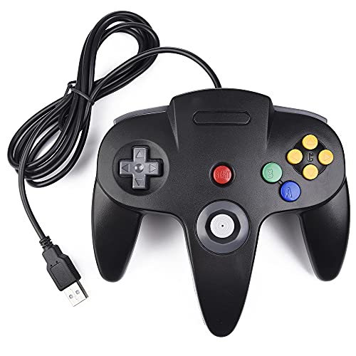 miadore - Mando retro para N64 N64 Classic USB Controlador Gamepad Joystick, Controlador de Juego para N64 System Raspberry Pi/Windows/Mac/Linux, color negro
