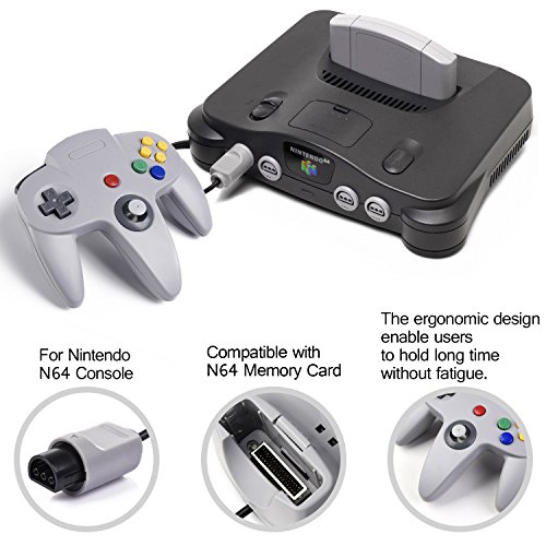 miadore Retro N 64 bit N64 Controller, Joystick con Mando Gamepad para el Sistema N64 de la Consola N64, Gris