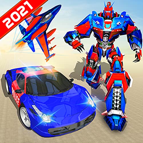 Miami Crime City Mega Flying Air Jet Transform Robot Car Simulator: Ultimate Robot War 3D Juegos 2021