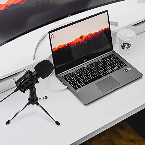 Micrófono PC, ARCHEER Micrófono USB de Condensador para Ordenador Plug & Play con Soporte Trípode & Antipop Filtro Micrófono Condensador de Metal para Grabación Vocal/Skype/Podcasting/Video de Youtube