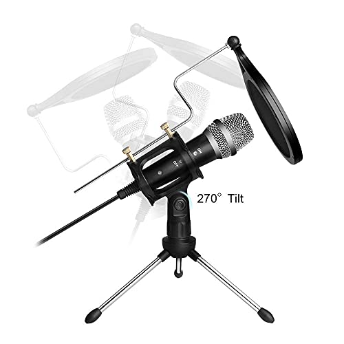 Micrófono PC, ARCHEER Micrófono USB de Condensador para Ordenador Plug & Play con Soporte Trípode & Antipop Filtro Micrófono Condensador de Metal para Grabación Vocal/Skype/Podcasting/Video de Youtube