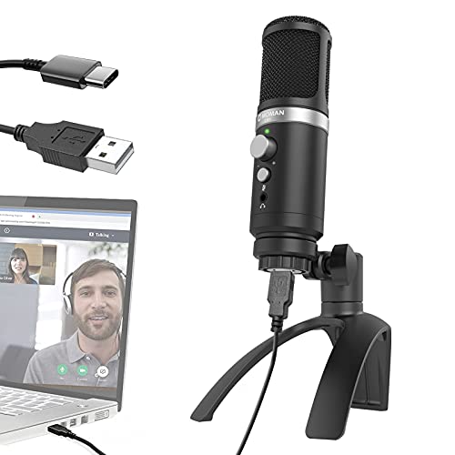 Micrófono PC Gaming, Moman EM1 Microphone PS4 Streaming Sobremesa Compatible con Mac, Móvil, Ordenador, Laptop, Microfono-PC-USB-Streaming-Condensador