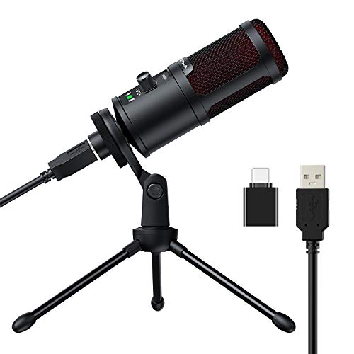 Micrófono USB de Cardioide para Ordenadores PC, OTHA 192 kHz/24 bits Micrófono de Condensador para Estudio de Grabación, Gaming, Podcasts, Voice Overs, Transmisión en Streaming, Discord