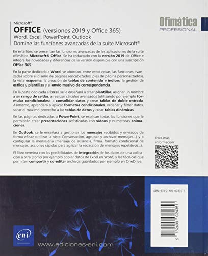 Microsoft® Office (versiones 2019 y Office 365): Word, Excel, PowerPoint, Outlook - Domine las funciones avanzadas de la suite Microsoft®