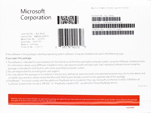 Microsoft Windows 10 Pro - Sistemas operativos (Fabricante de equipos originales (OEM), Full packaged product (FPP), 16 GB, 1 GB, 1 GHz, 800 x 600 Pixeles)