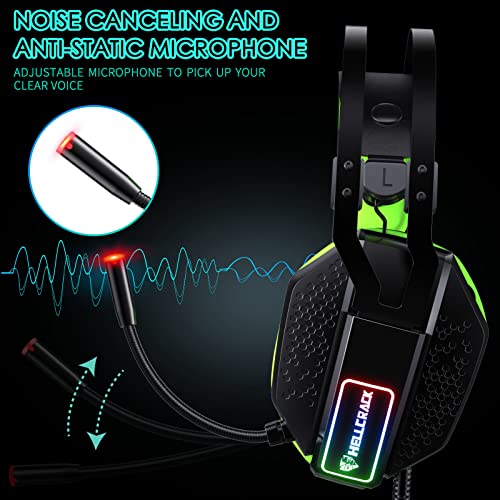 Mifanstech V-10 Auriculares Gaming Cascos con microfono para Nintendo Switch Xbox One PS4 PC Premium Stereo con Bass Surround Cancelacion Ruido La Disfruta de Lujo del Sonido Nítido (Green)