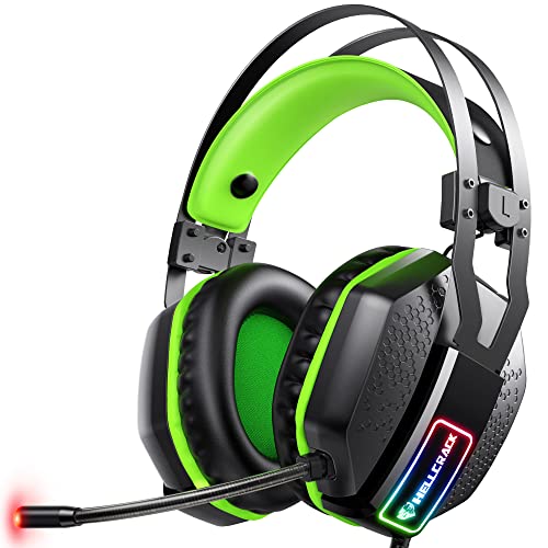 Mifanstech V-10 Auriculares Gaming Cascos con microfono para Nintendo Switch Xbox One PS4 PC Premium Stereo con Bass Surround Cancelacion Ruido La Disfruta de Lujo del Sonido Nítido (Green)