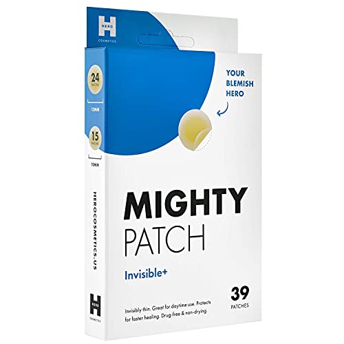 Mighty Patch Parche invisible hidrocoloide para acné con tratamiento de manchas ultra fino (39 unidades) para cara y día, vegano, libre de crueldad
