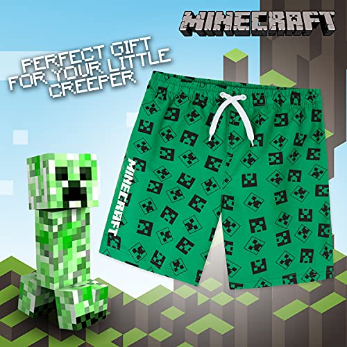 Minecraft Bañador Niño, Bañadores niño, Bañador Chico para Piscina o Playa, Regalos Niños y Adolescentes 4-14 Años (Verde, 13-14 años)