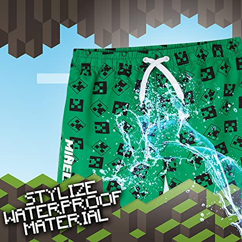 Minecraft Bañador Niño, Bañadores niño, Bañador Chico para Piscina o Playa, Regalos Niños y Adolescentes 4-14 Años (Verde, 13-14 años)