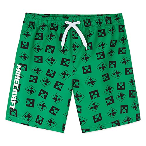 Minecraft Bañador Niño, Bañadores niño, Bañador Chico para Piscina o Playa, Regalos Niños y Adolescentes 4-14 Años (Verde, 13-14 años)