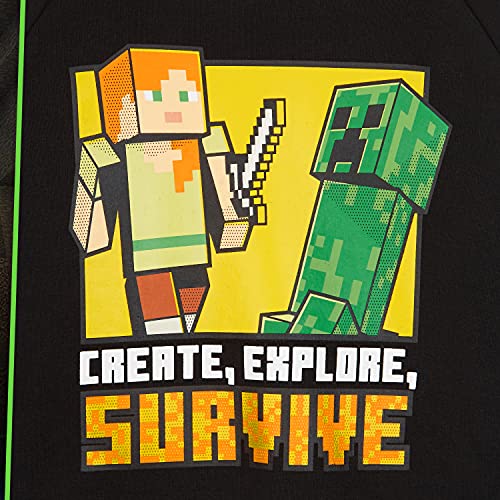 Minecraft Chandal Niño, Conjunto de 2 Piezas Sudadera con Capucha y Pantalon Chandal, Regalos Para Niños y Adolescentes 5-14 Años (11-12 Años, Negro)