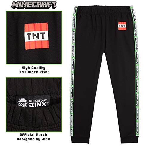 Minecraft Chandal Niño, Ropa Niño Deportiva, Pantalon Chandal en Color Gris o Negro, Pantalones Deporte Largos para Chicos, Regalos para Niños y Adolescentes Edad 5-14 Años (11-12 años, Negro)