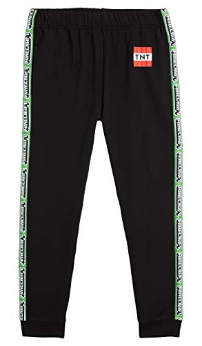 Minecraft Chandal Niño, Ropa Niño Deportiva, Pantalon Chandal en Color Gris o Negro, Pantalones Deporte Largos para Chicos, Regalos para Niños y Adolescentes Edad 5-14 Años (11-12 años, Negro)