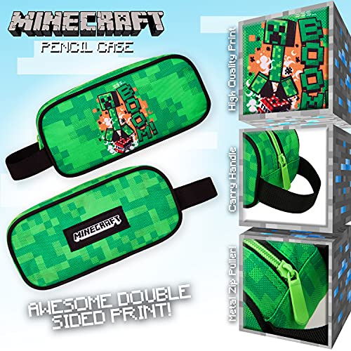 Minecraft Estuche Escolar Niño, Material Escolar, Estuches Escolares 21 cm, Regalos Cumpleaños Niños Colegio (Verde)