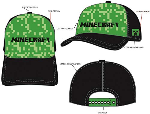 MINECRAFT Gorra original con visera, correa ajustable, color negro Negro Talla única