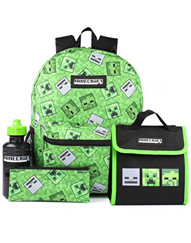 Minecraft mochila 4 pieza niños enredadera verde escuelas verdes mochila bolsa c Un tamaño