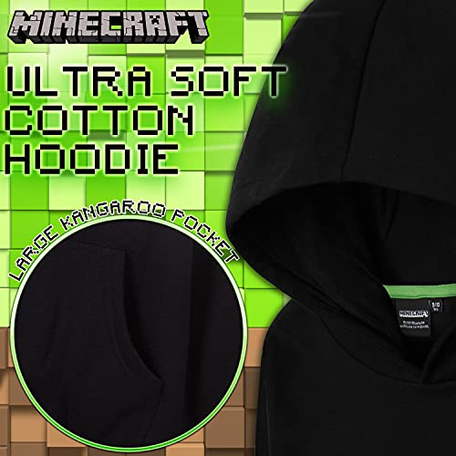 Minecraft Sudadera con Capucha para Niños y Adolescentes, Sudadera Niño 100% Algodón, Regalos para Niños y Adolescentes de 5-14 Años (13-14 años, Negro)