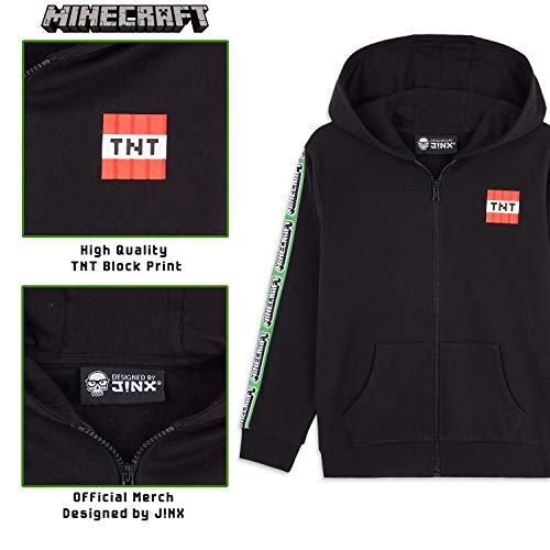 Minecraft Sudadera Niño, Sueter de Manga Larga con Capucha y Cremallera, Ropa Niño Diseño de Creeper, Regalos para Niños Adolescentes Edad 5-14 Años (11-12 años, Negro)