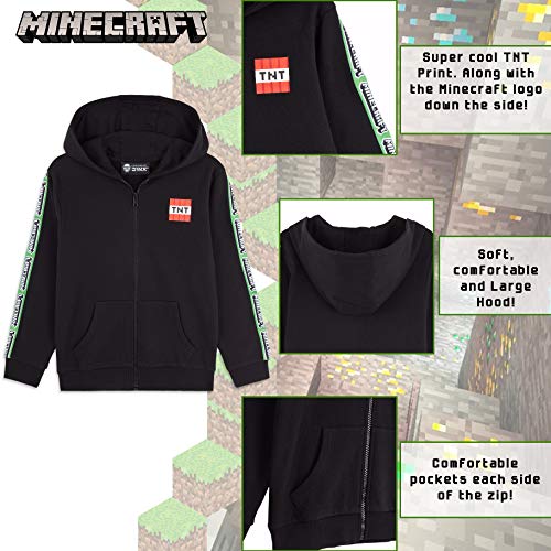 Minecraft Sudadera Niño, Sueter de Manga Larga con Capucha y Cremallera, Ropa Niño Diseño de Creeper, Regalos para Niños Adolescentes Edad 5-14 Años (11-12 años, Negro)