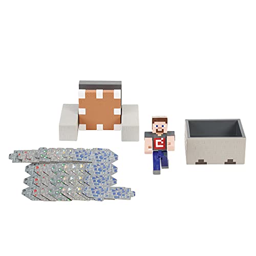 Minecraft Vagoneta explosiva Figura articulada de Steve con accesorios de juguete, regalo para niños +6 años (Mattel GVL55)