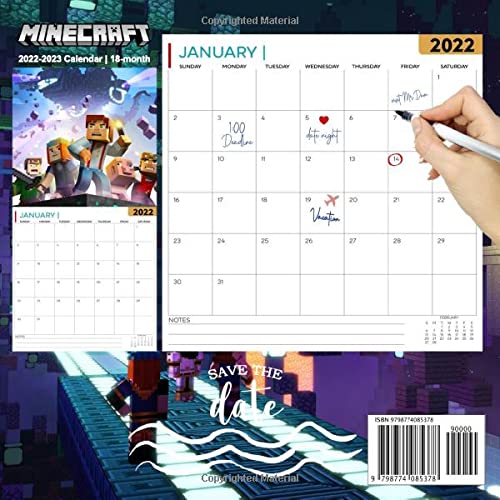 Minẹcraft: Video Game Calendar 2022 - Games calendar 2022-2023 18 months- Planner Gifts boys girls kids and all Fans (Kalendar Calendario Calendrier).