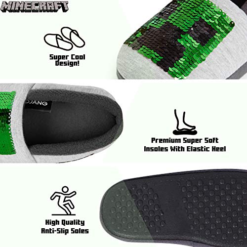 Minecraft Zapatillas Casa Niño, Zapatillas Niño Diseño Lentejuelas Reversible, Pantuflas Niño de Invierno Suela Antideslizante, Regalos Originales Para Niños y Niñas (32, numeric_32)