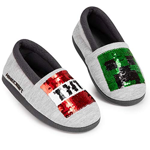 Minecraft Zapatillas Casa Niño, Zapatillas Niño Diseño Lentejuelas Reversible, Pantuflas Niño de Invierno Suela Antideslizante, Regalos Originales Para Niños y Niñas (32, numeric_32)