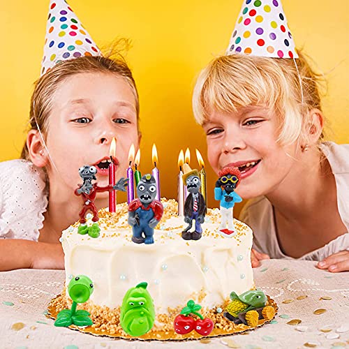 Mini Juego de Figuras Decoración para Tartas Hilloly 8 Pcs Plantas de Contra Zombies Caricatura Cake Topper Fiesta Cumpleaños DIY Decoración Suministros para Baby Shower Cumpleaños Decoración La Torta