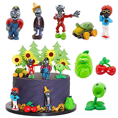 Mini Juego de Figuras Decoración para Tartas Hilloly 8 Pcs Plantas de Contra Zombies Caricatura Cake Topper Fiesta Cumpleaños DIY Decoración Suministros para Baby Shower Cumpleaños Decoración La Torta