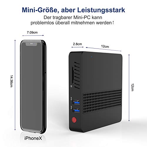 Mini PC, procesador Intel Celeron J3455 8 GB DDR4 / 64 GB eMMC Mini computadora de Escritorio con Windows 10 Pro, conexión HDMI y VGA, WiFi de Doble Banda, BT 4.2, 3 * USB 3.0, Soporte VESA…