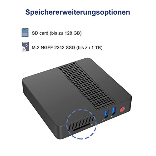 Mini PC, procesador Intel Celeron J3455 8 GB DDR4 / 64 GB eMMC Mini computadora de Escritorio con Windows 10 Pro, conexión HDMI y VGA, WiFi de Doble Banda, BT 4.2, 3 * USB 3.0, Soporte VESA…