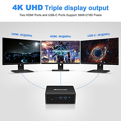 Mini PC Windows 10 Pro Celeron J4125 8GB LPDDR4 128GB SATA SSD Soporte Windows 11 y Liunx/Ubuntu iPC45 Mini computadora UHD 4K@60Hz USB-C Dual Band Wi-Fi BT5.0 PXE LAN RTC