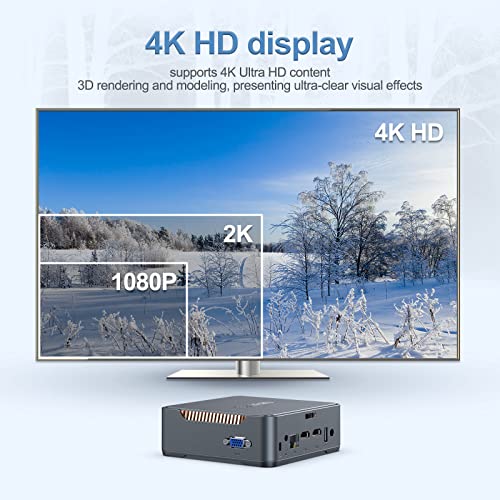 Mini PC, Windows 10 Pro Intel Celeron N3350 4 GB DDR3/64 GB Mini computadora eMMC, 4K HD, HDMI+VGA, 2.4G/5G WiFi, Bluetooth, Micro Ordenador de Escritorio Gigabit Ethernet