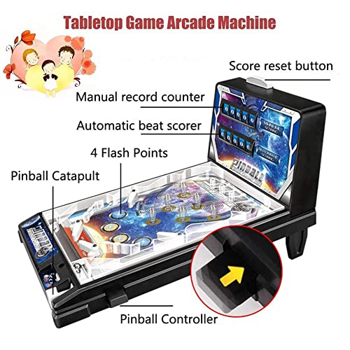 Mini Space Pinball Toys, Juego de Pinball de Mesa portátil, máquina de Juego de Pinball electrónico para niños, máquina de Arcade Retro de Rompecabezas Entre Padres e Hijos 16.5X9.6X10.6in