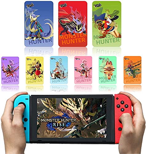 Mini Tarjeta NFC Monster Hunter Rise De 9 Piezas, Incluye: Palamute, Palico, Magnamalo, Compatible con Switch/Switch Lite