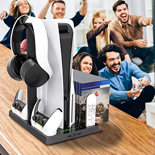 Minimei Soporte Vertical del Ventilador de refrigeración de la Consola PS5 Soporte de visualización de Carga Base del Cargador de la Consola de Juegos Soporte de refrigeración Ventiladores Everywhere