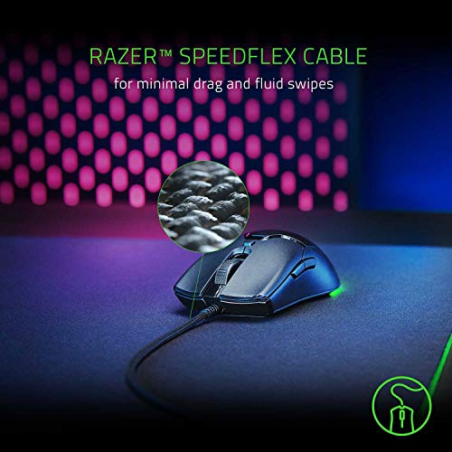 Miniratón ultraligero Razer Viper para juegos: Botones de juego más rápidos - Sensor óptico de 8500 DPI - Iluminación Chroma RGB - 6 botones programables - Cable sin arrastre - Negro clásico.
