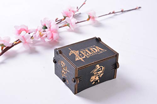 MINSOTO Caja de música de madera tallada a mano de Música: The Legend of Zelda con temática de regalo (negro)