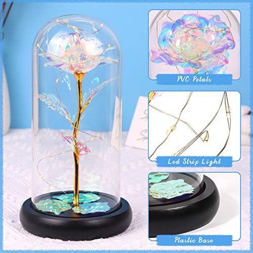 Minterest Rosa Eterna,Día de la Madre Regalo Original,Rosa Bella y Bestia con luz LED,Regalos Originales para Mujer,Regalos Mujer(Rosa)