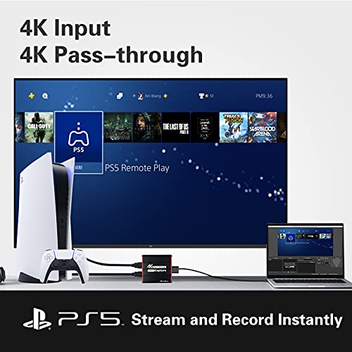 Mirabox320 Capture Card 4K, USB 3.0 Game Video HDMI Capture Card, 4K Pas-Through, grabación 1080p y transmisión en Directo para PS4 PS5 Camera en OBS, Twitch, Youtube, Windows Mac