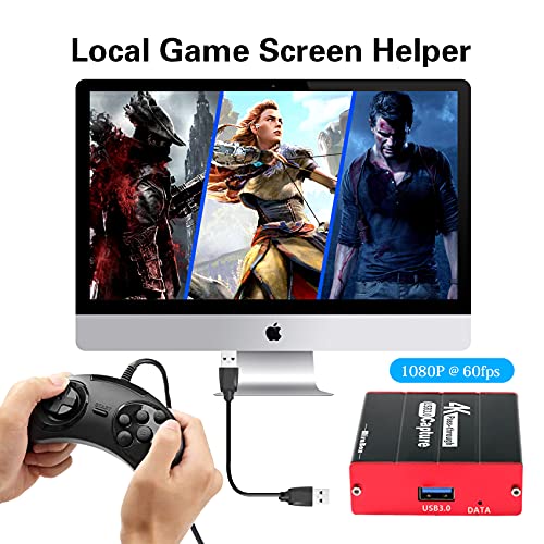 Mirabox320 Capture Card 4K, USB 3.0 Game Video HDMI Capture Card, 4K Pas-Through, grabación 1080p y transmisión en Directo para PS4 PS5 Camera en OBS, Twitch, Youtube, Windows Mac