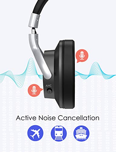 Mixcder E7 Auriculares con cancelación de ruido activa, Bluetooth 5.0, inalámbricos, con graves profundos Hi-Fi, 30 horas de reproducción, carga rápida, micrófono CVC8.0 para