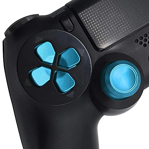 MMOBIEL Botones de bala de metal para PlayStation 4 PS4, PS4 Slim y PS4 Pro Dualshock, 4 tapas de pulgar metálicas de aluminio, recambio de D-Pad para mando de PlayStation 4 azules