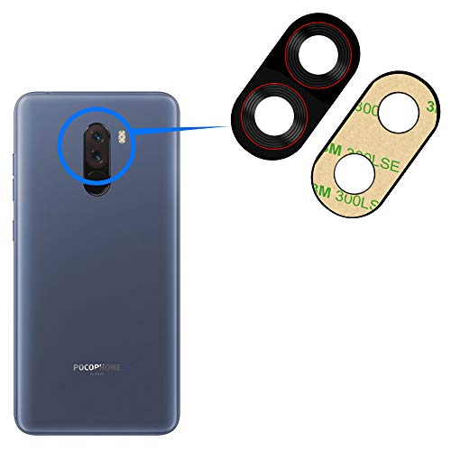 MMOBIEL Vidrio para Lente Cámara Trasera Compatible con Xiaomi Pocophone F1 2018 - Cristal de la Objetivo Posterior Reemplazo Incl. Pinzas y Limpiador - Negro