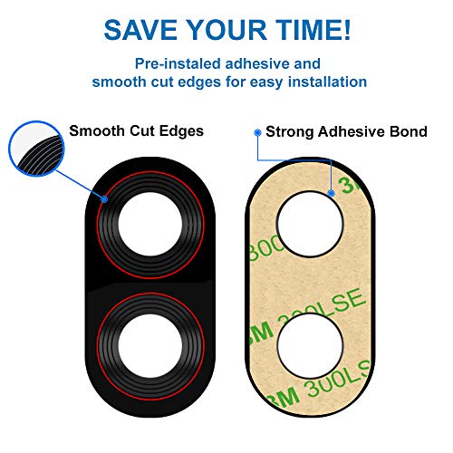 MMOBIEL Vidrio para Lente Cámara Trasera Compatible con Xiaomi Pocophone F1 2018 - Cristal de la Objetivo Posterior Reemplazo Incl. Pinzas y Limpiador - Negro