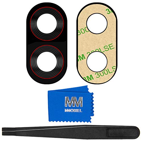 MMOBIEL Vidrio para Lente Cámara Trasera Compatible con Xiaomi Pocophone F1 2018 - Cristal de la Objetivo Posterior Reemplazo Incl. Pinzas y Limpiador - Negro