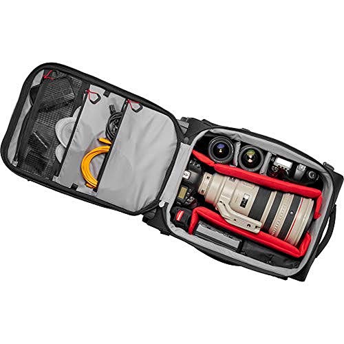 Mochila Convertible con Ruedas Manfrotto Switch-55 Pro Light para Cámara de Vídeo, DSLR, Cámara Reflex Profesional, Capacidad para 2 Cámaras y Lentes, Bolsillo para PC de 17", Bolsillo para Documentos