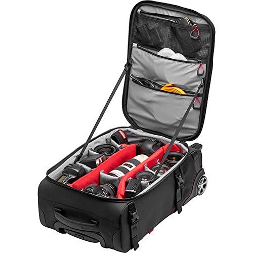 Mochila Convertible con Ruedas Manfrotto Switch-55 Pro Light para Cámara de Vídeo, DSLR, Cámara Reflex Profesional, Capacidad para 2 Cámaras y Lentes, Bolsillo para PC de 17", Bolsillo para Documentos